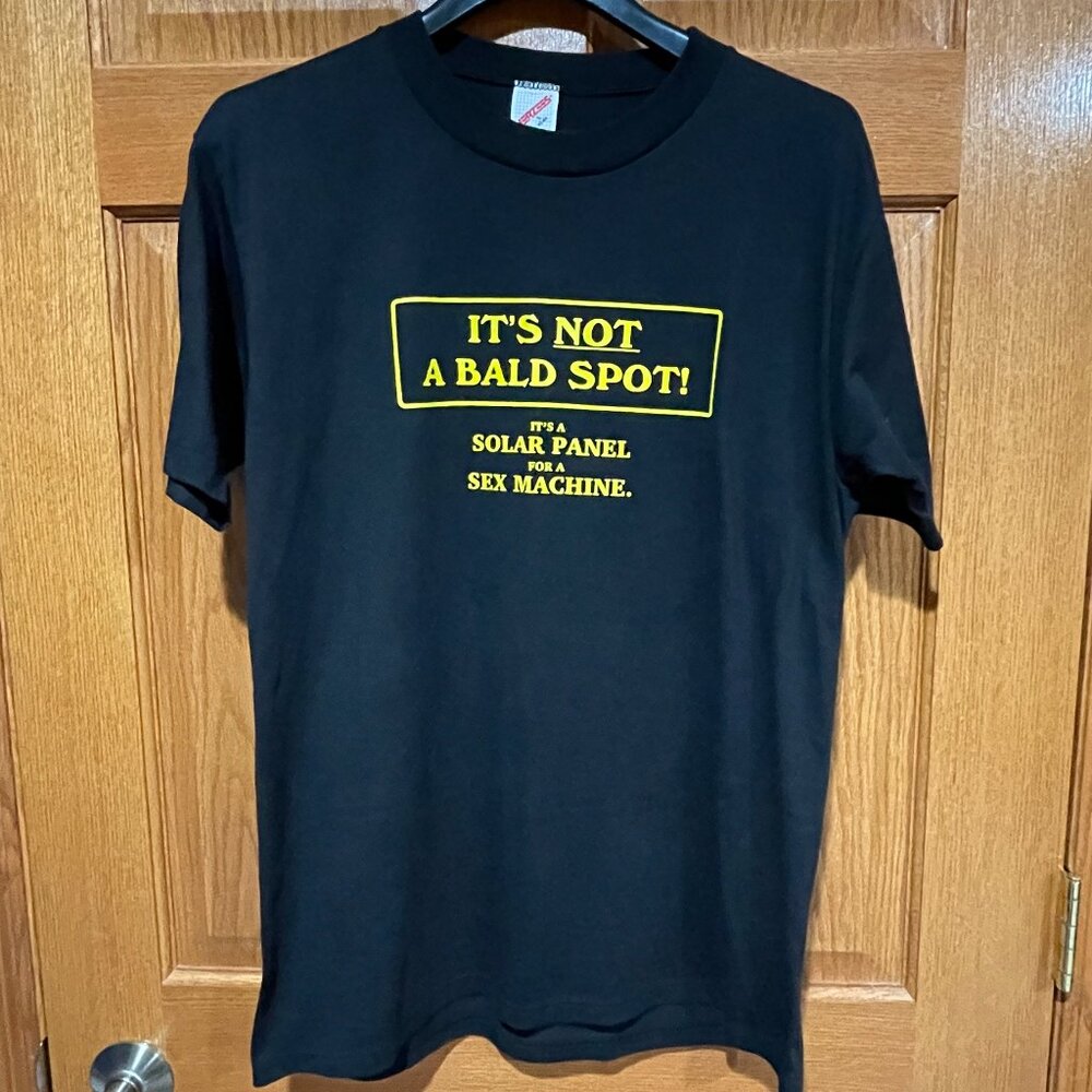 Vtg JERZEES Men's L Bald Spot Solar Panel Sex Machine Single Stitch T-Shirt NOS